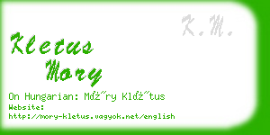kletus mory business card